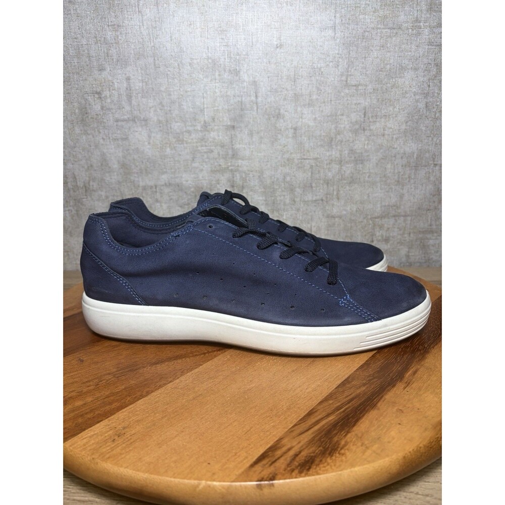 ECCO Soft 7 Navy Blue Leather Low Top Nubuck Casual Sneakers Mens Size 12 - 12.5